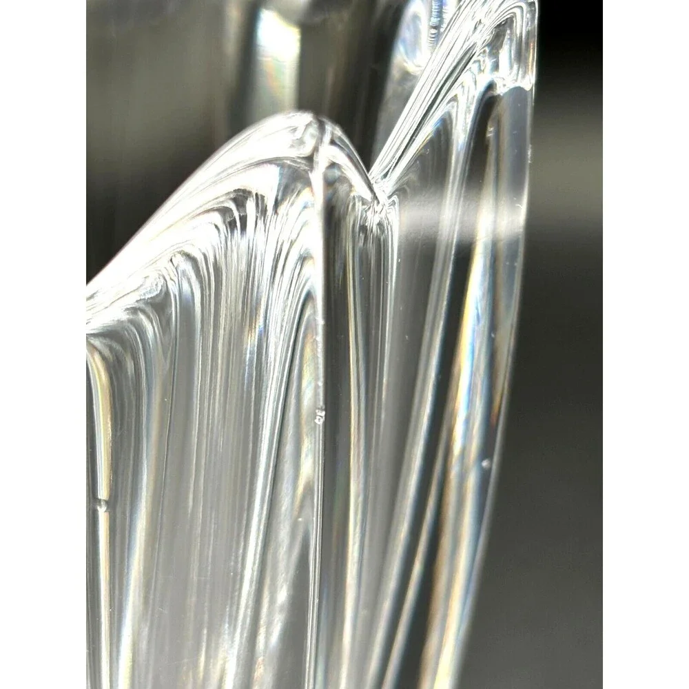 Vintage Orrefors Heavy Crystal Flower Vase Signed Made in Sweden 5.75” Gorgeous!
